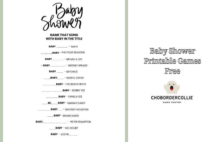 Baby Shower Printable Games Free